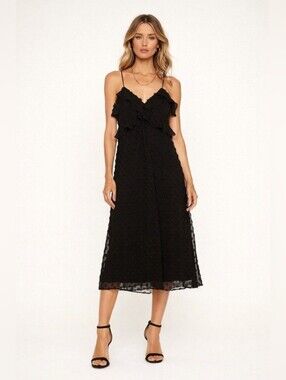Zimmerman Black Ruffle Dot Chiffon Dress